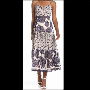Eliza J Navy Blue and Blush Beautiful Floral Maxi Dress